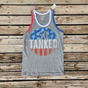 NWT American Eagle So Tanked Bro Tank 2614 Red White Blue 4th July Casual Lake